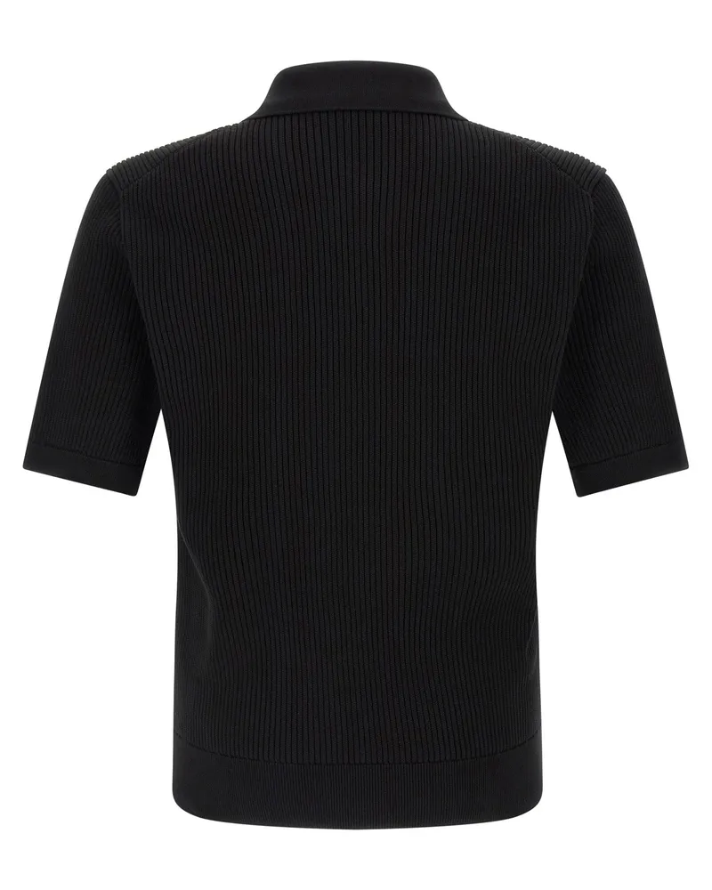 Dolce & Gabbana Micro-Ribbed Cotton Polo Shirt — Black Black