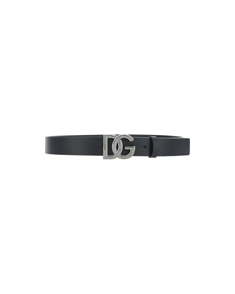 Dolce & Gabbana Men's Black Calf Leather Bos Taurus Regular Belt Black