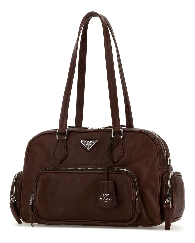 Prada Women's Chocolate Leather Shoulder Bag Cacao Borse A Mano Brown