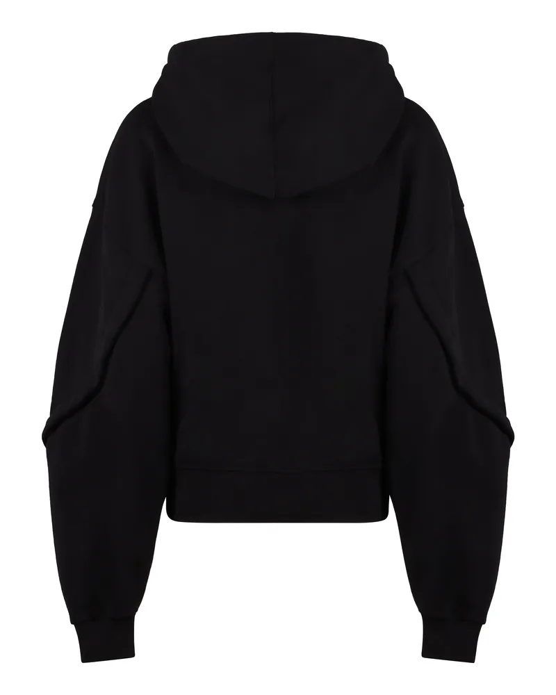 Thierry Mugler Women Oversized Cotton Hoodie Black Hoodies Black