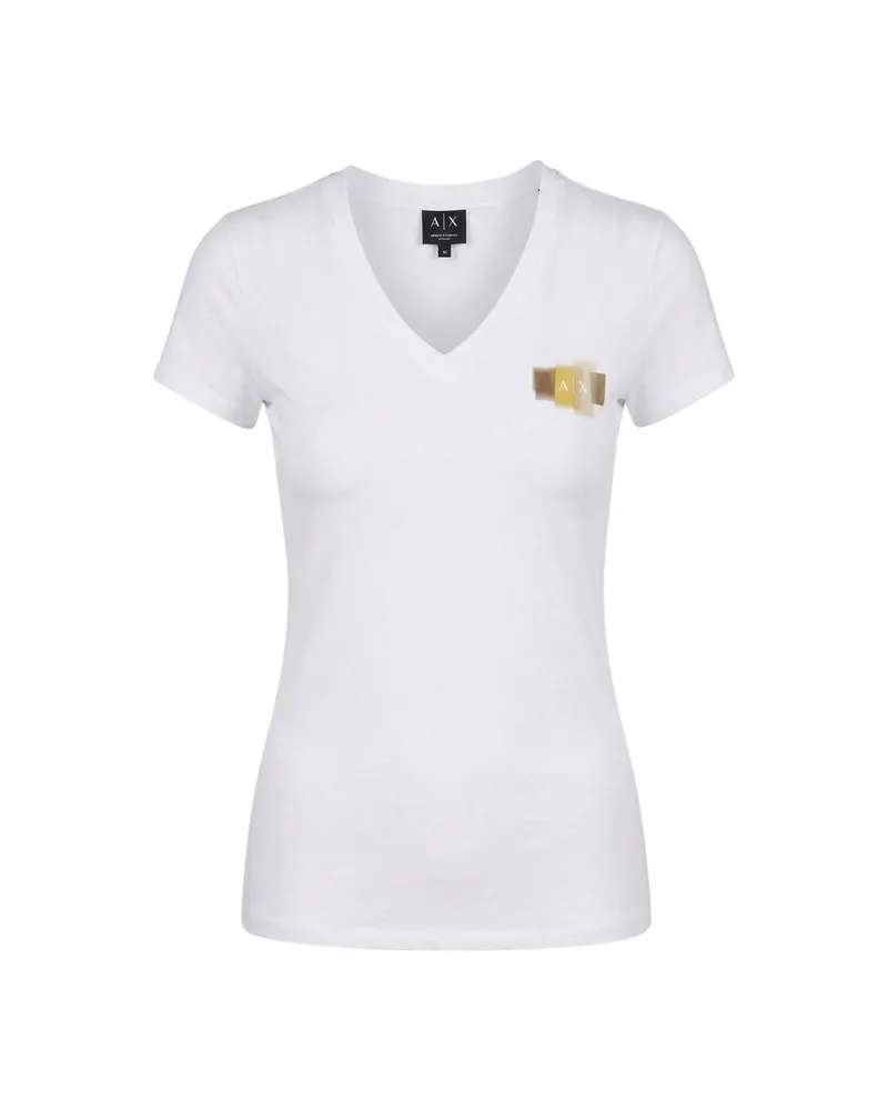 Armani Exchange Gold Logo Cotton T-Shirt — White White