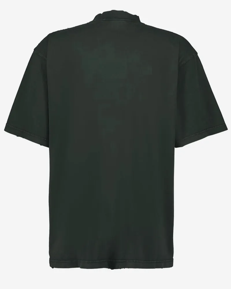 Balenciaga Logo-Embroidered Cotton T-Shirt — Green Green