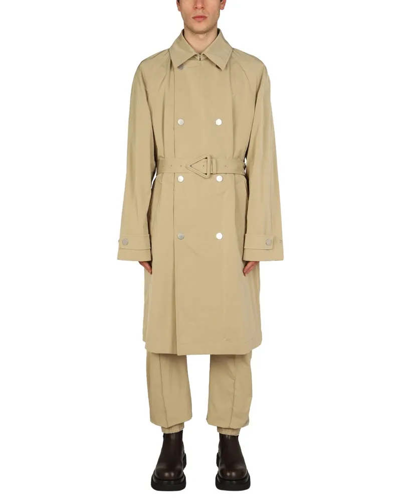 Bottega Veneta Stretch Nylon Trench Coat — Beige Beige