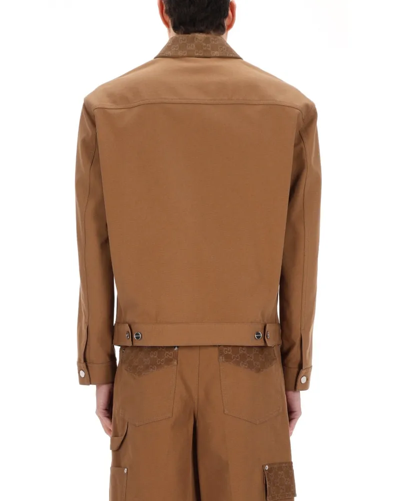 Gucci GG-Jacquard Pocket Cotton Jacket — Beige Beige