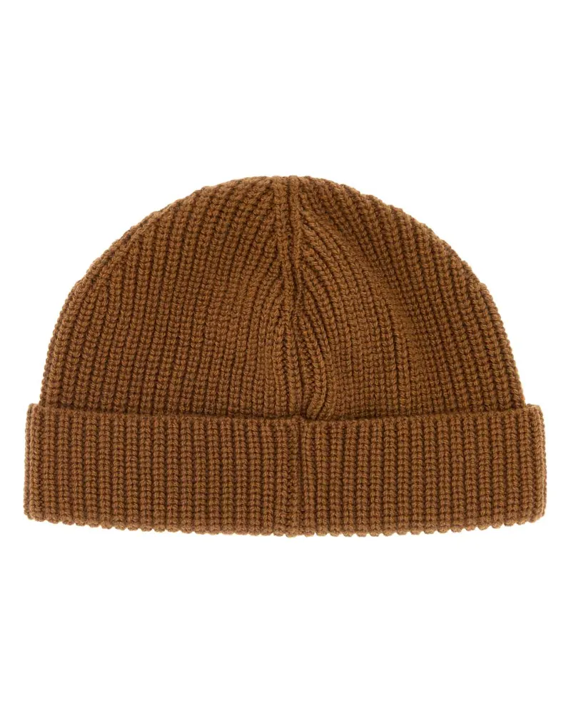Valentino Garavani Men's Brown Cashmere Beanie Hat Cammello Exterior: Cuffie Brown