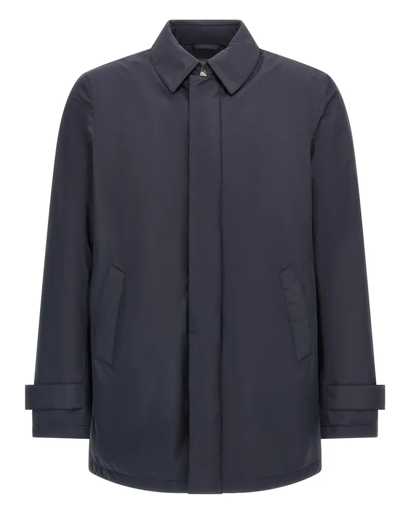 Herno Waterproof Nylon Microfiber Parka — Blue Blue