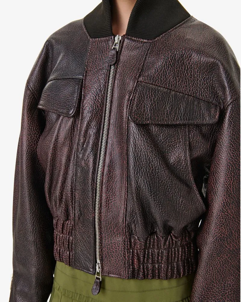 IRO Textured Leather Jacket — Maroon Maroon