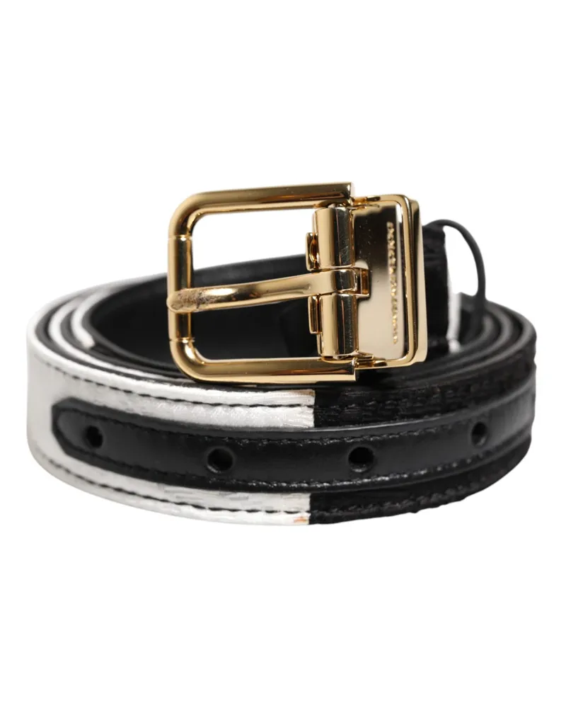 Dolce & Gabbana Women's Patchwork Leather Belt Black Calf Black