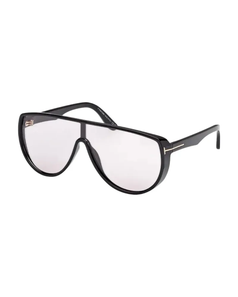Tom Ford FT1182 Oversized Shield Sunglasses — Black Black