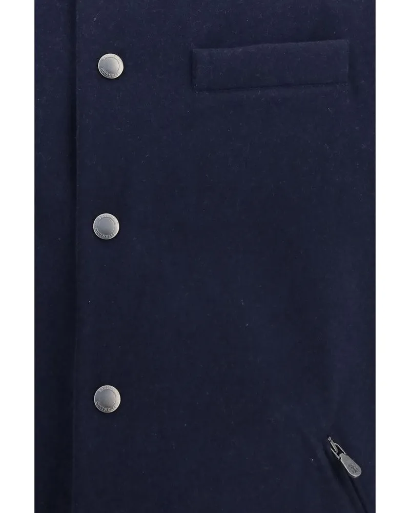 Brunello Cucinelli Men's Blue Wool Oves Aries Sleeveless Jacket Clothing Navy