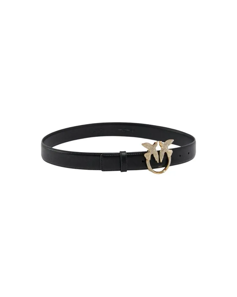 Pinko Winged Logo Buckle Belt — Black Black
