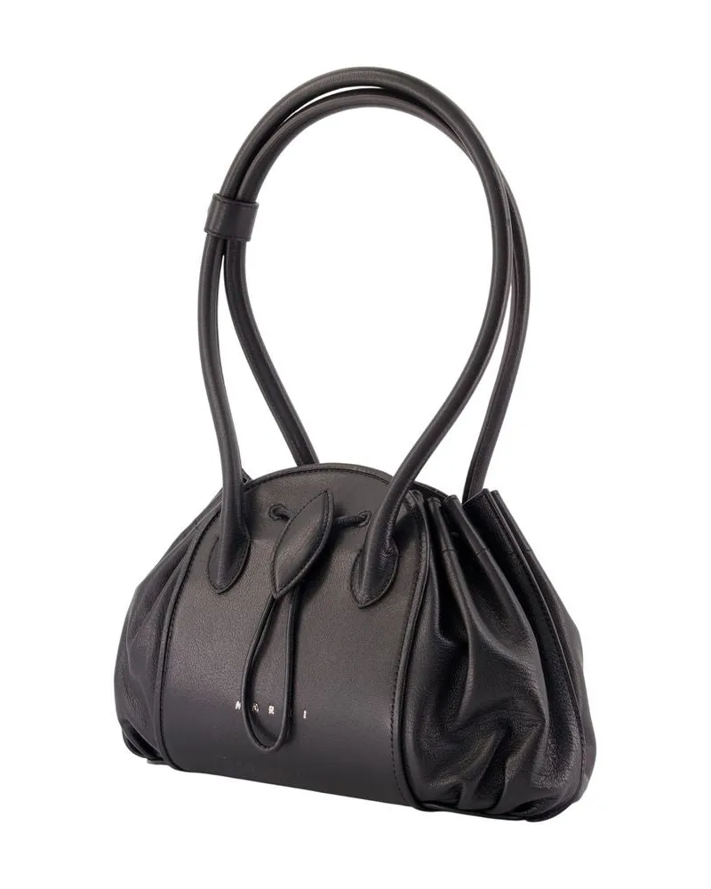 Marni Women's Tulipea Shopper Bag -  Leather Black Calfskin Totes-Shopping-Bags Black