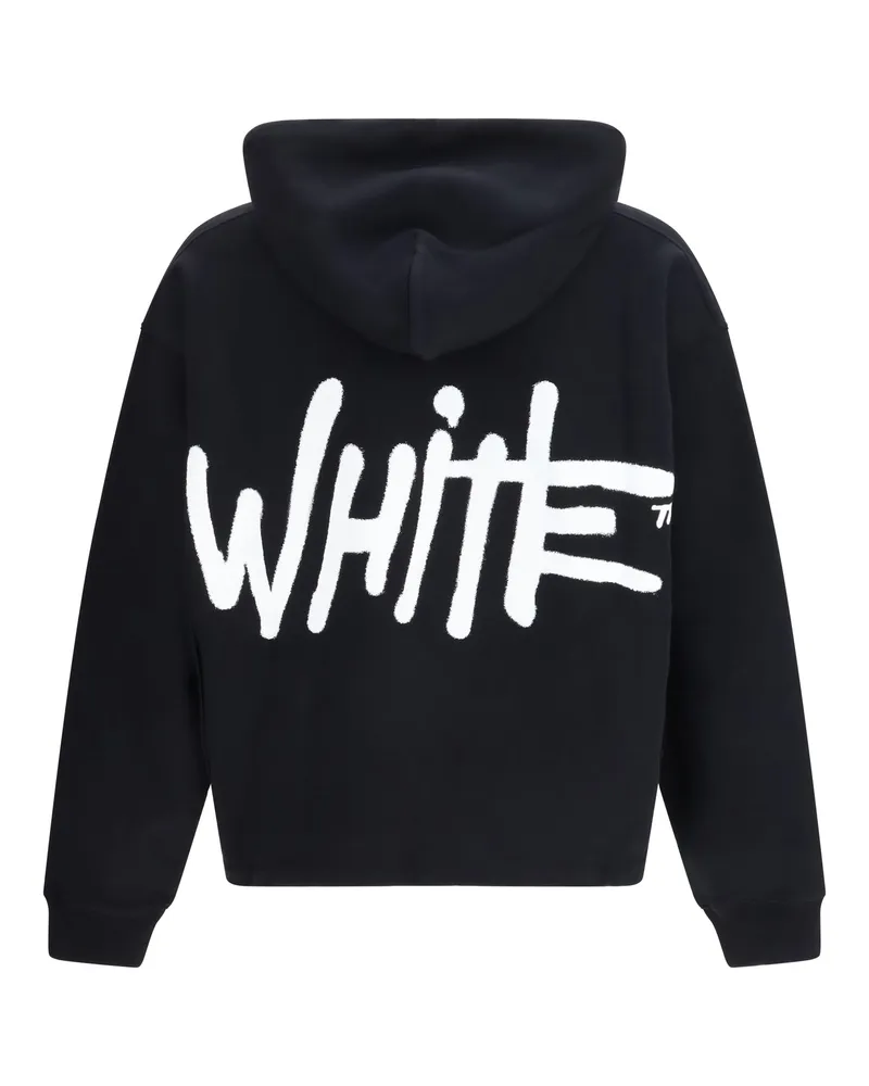 OFF-WHITE Men's Shared Spray Hoodie Black Cotton Sweatshirts Sweater Black