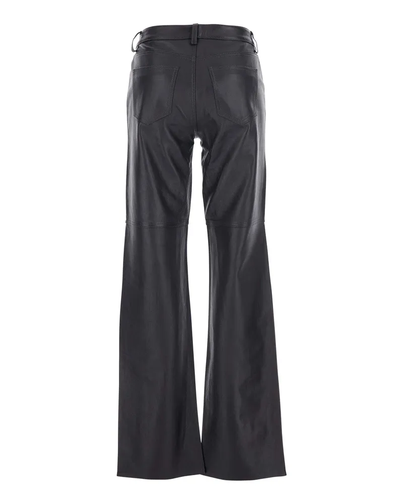Michael Kors Leather Belt Loop Lamb Trousers — Black Black
