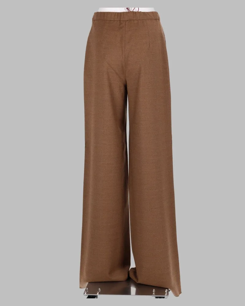 Max Mara Virgin Wool Flannel Jogger Trousers — Brown Brown