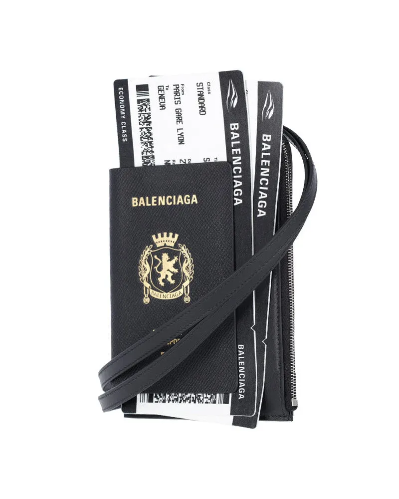 Balenciaga Men's Wallets Black Calf Leather Black