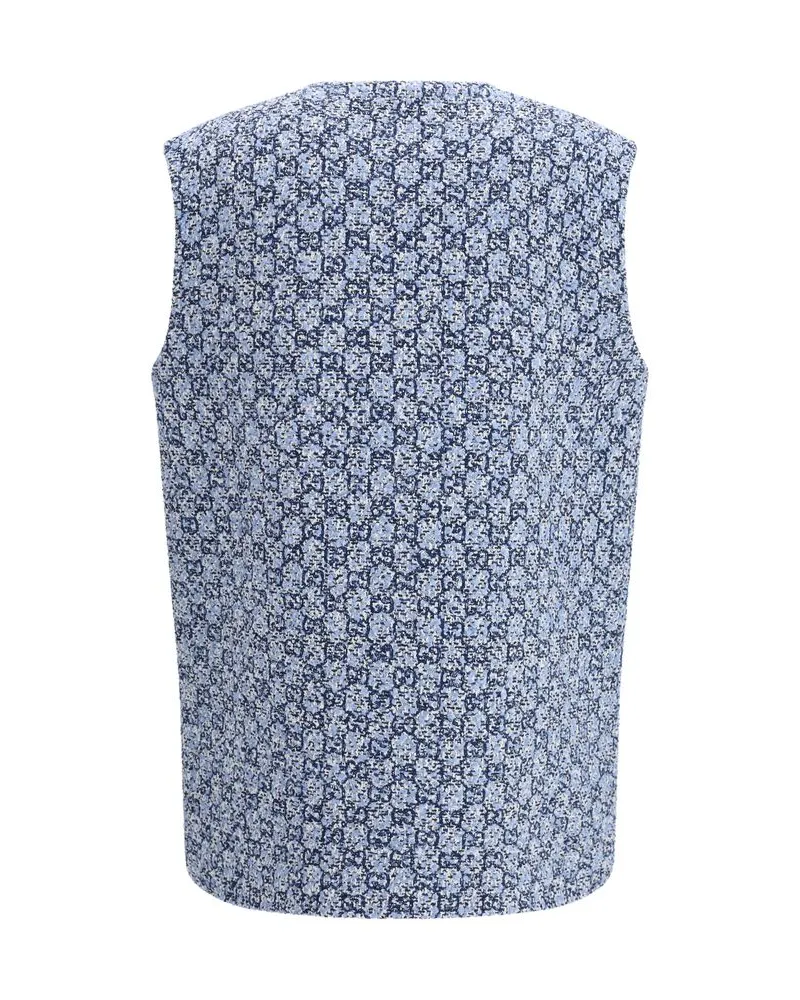 Gucci Women's Blue Cotton Sleeveless Jacket Clothing Blue