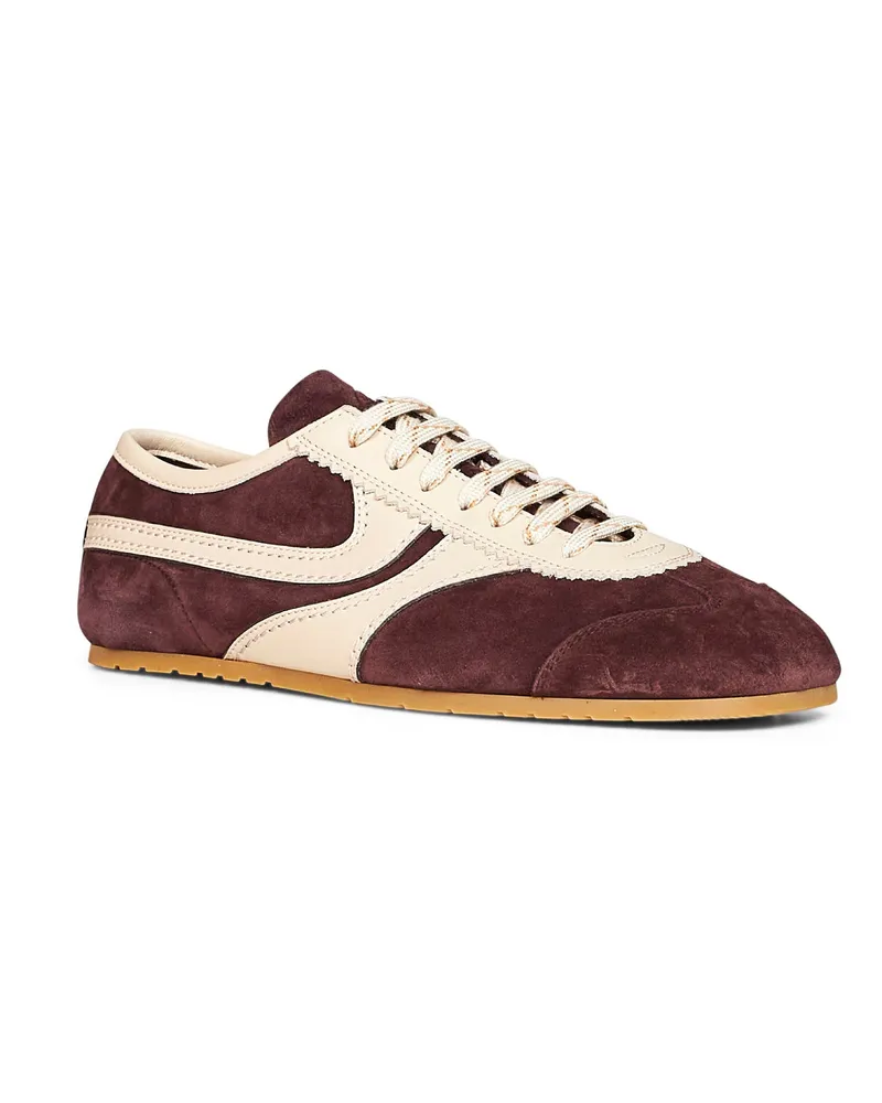 Dries van Noten Men's Sneakers Burgundy Suede Calf Leather Trainers Burgundy