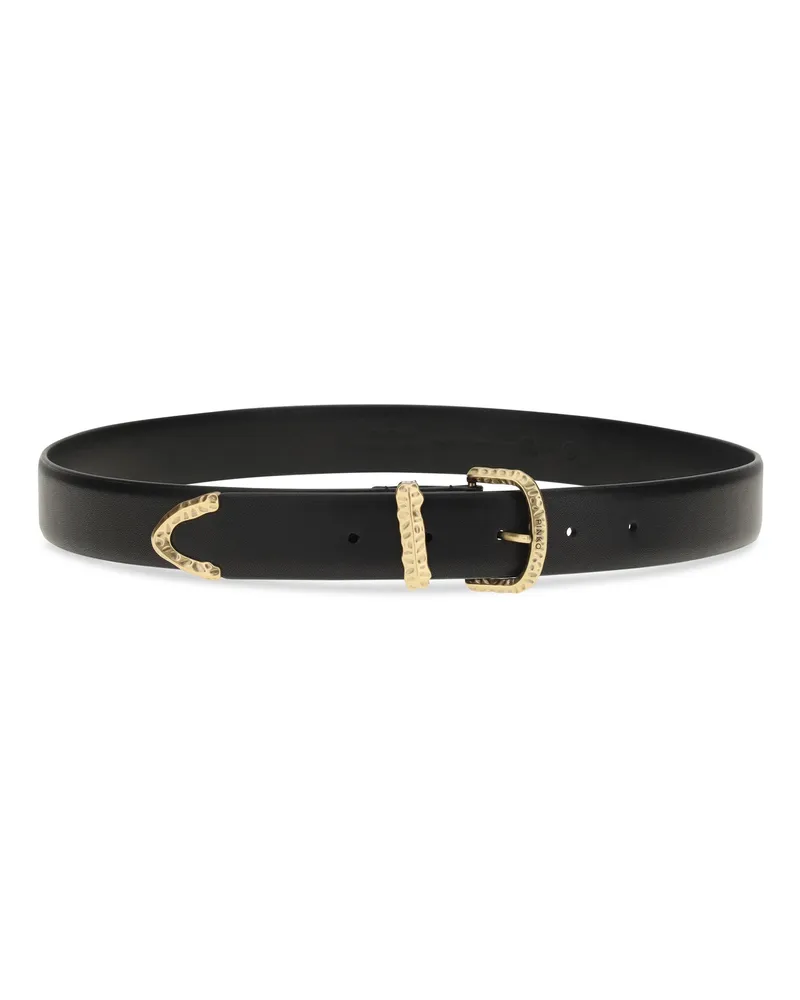 Pinko Women's Leather Belt Nero-Antique Gold Calf Bos Taurus E Braces Black