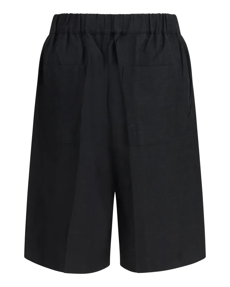Laneus Men's Viscose And Linen Bermuda Shorts Nero-Black Nero/black Black