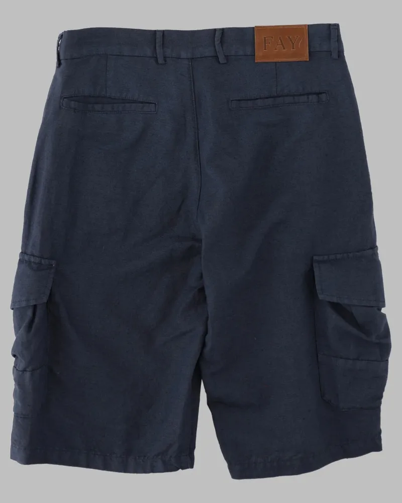 Fay Linen-Cotton Blend Bermuda Shorts — Blue Blue