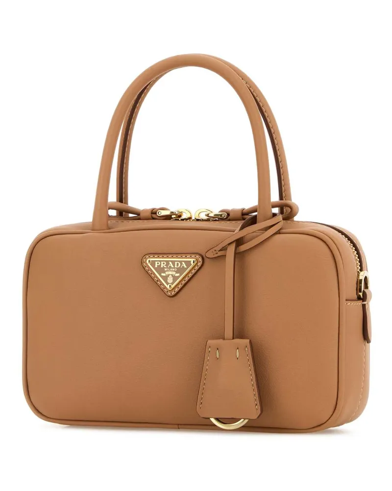 Prada Women's Peach Leather Handbag Naturale Borse A Mano Bag Tan