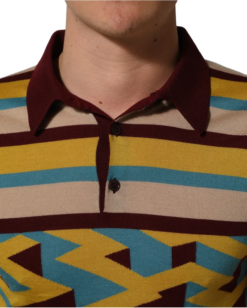 Dolce & Gabbana Men Multicolor Knitted Cashmere Pullover Sweater Silk Clothing Multicolor