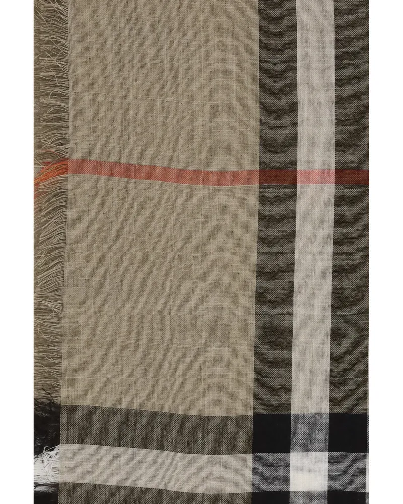 Burberry Reversible Wool & Silk Check Scarf — Beige Beige