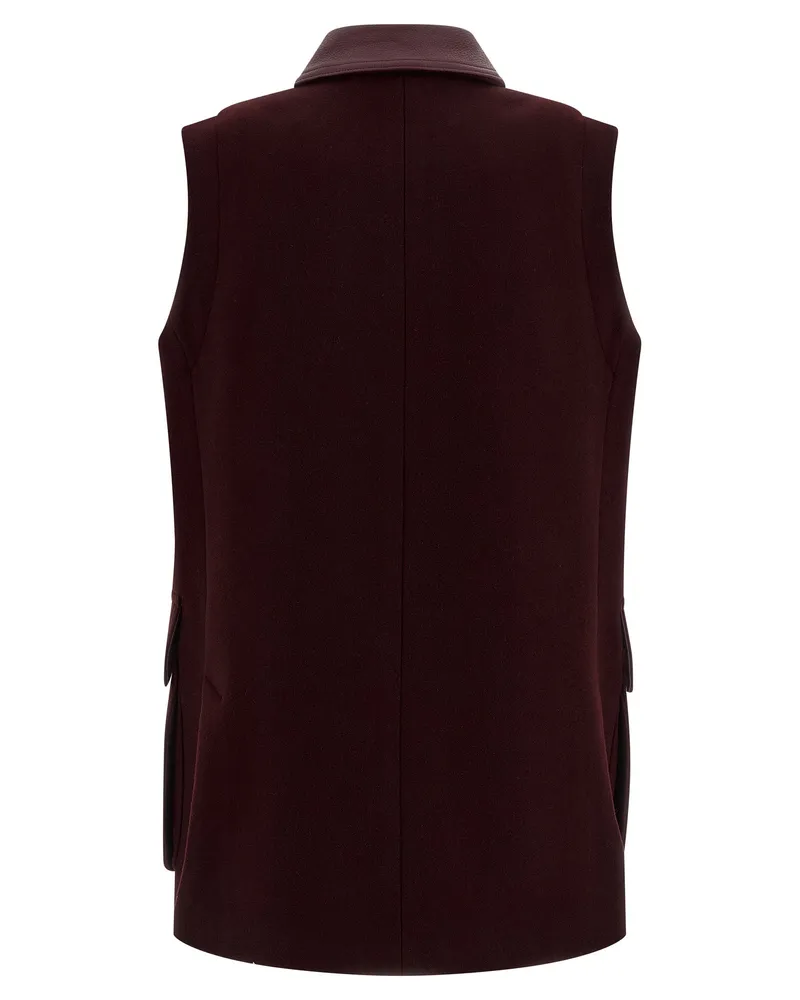 Max Mara Women's Bordeaux Virgin Wool Sleeveless Jacket Clothing Burgundy