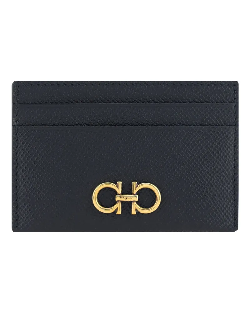 Ferragamo Women's Card Holder Calfskin Black Calf Leather Wallets & Purses Black
