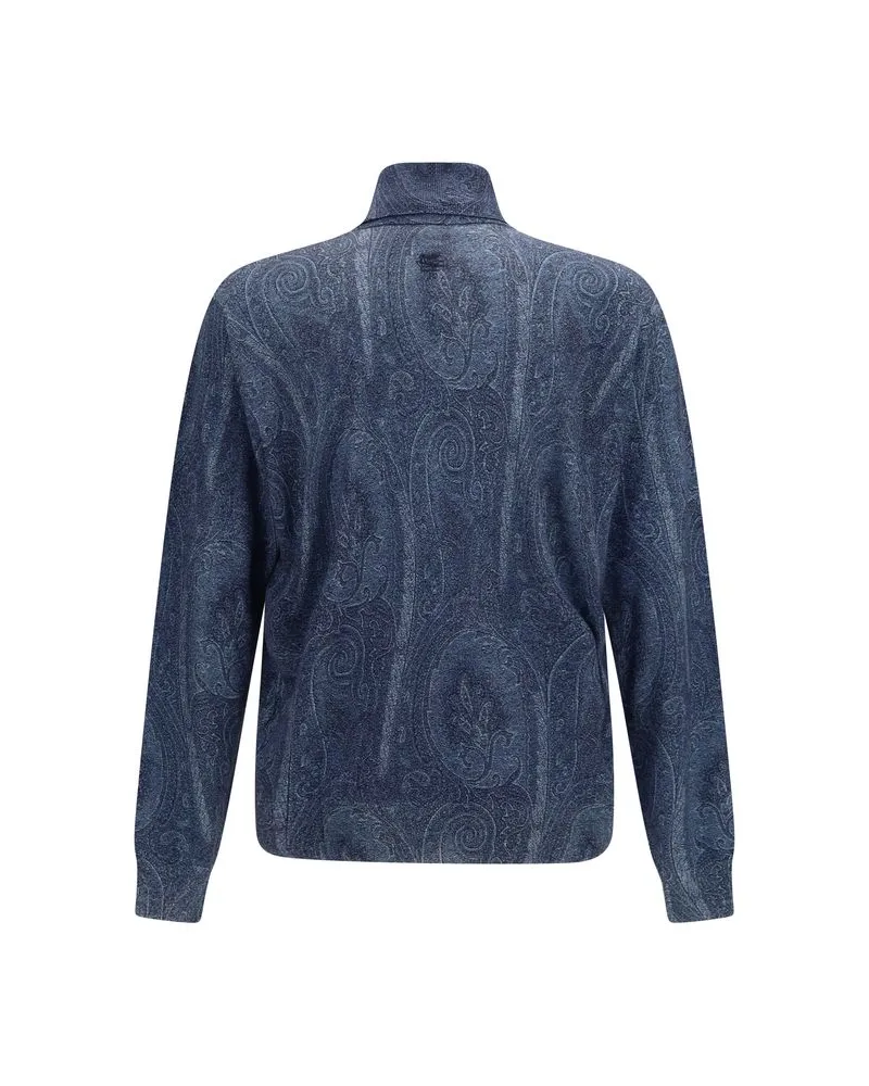 Etro Men's Blue Silk Turtleneck Clothing Blue