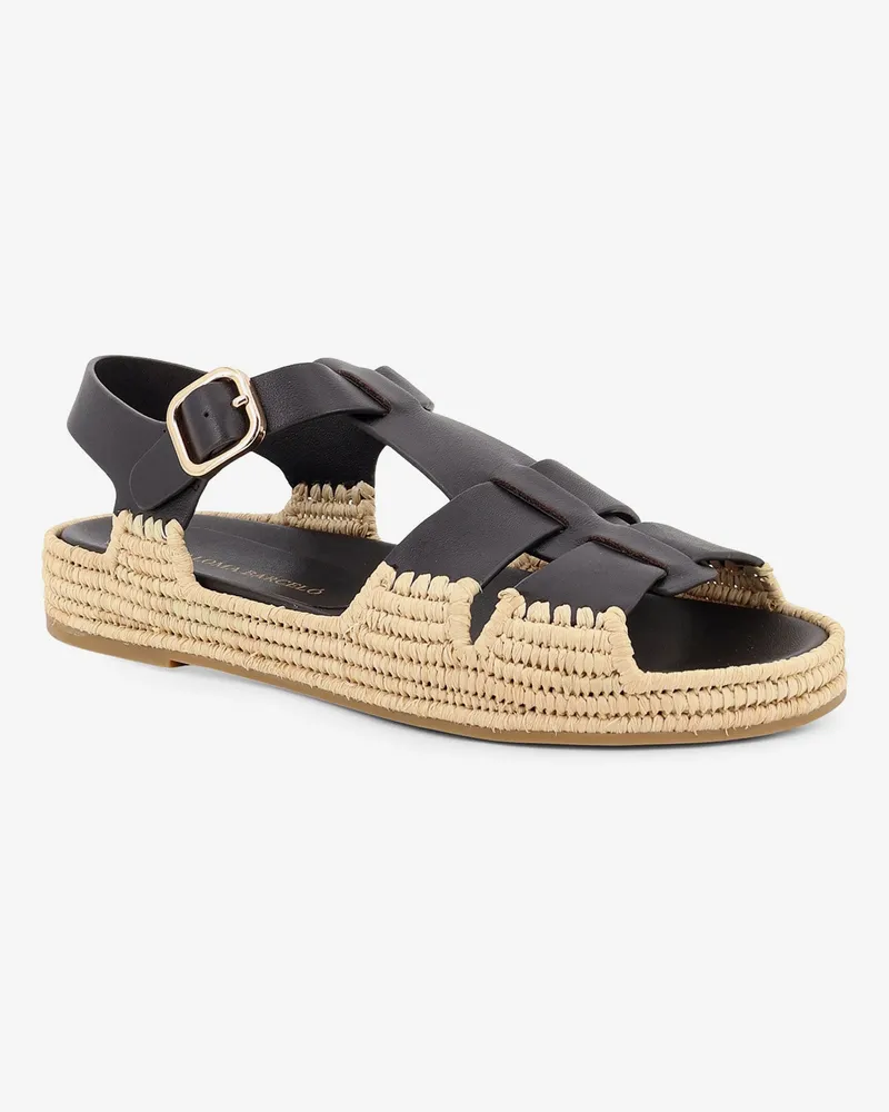 Paloma Barceló Women's Sandals Yuka Black Leather-Raffia Leather/raffia Black