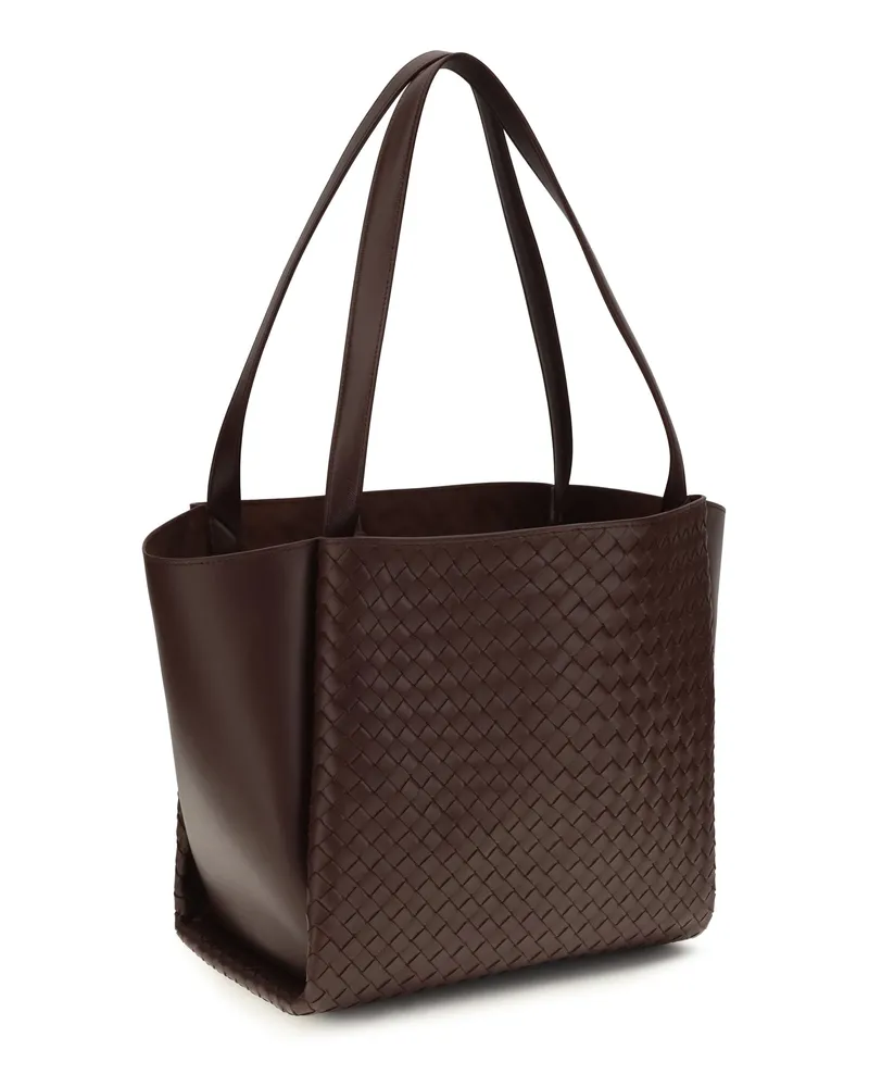 Bottega Veneta Corso Intrecciato Lambskin Leather Tote Bag — Brown Brown