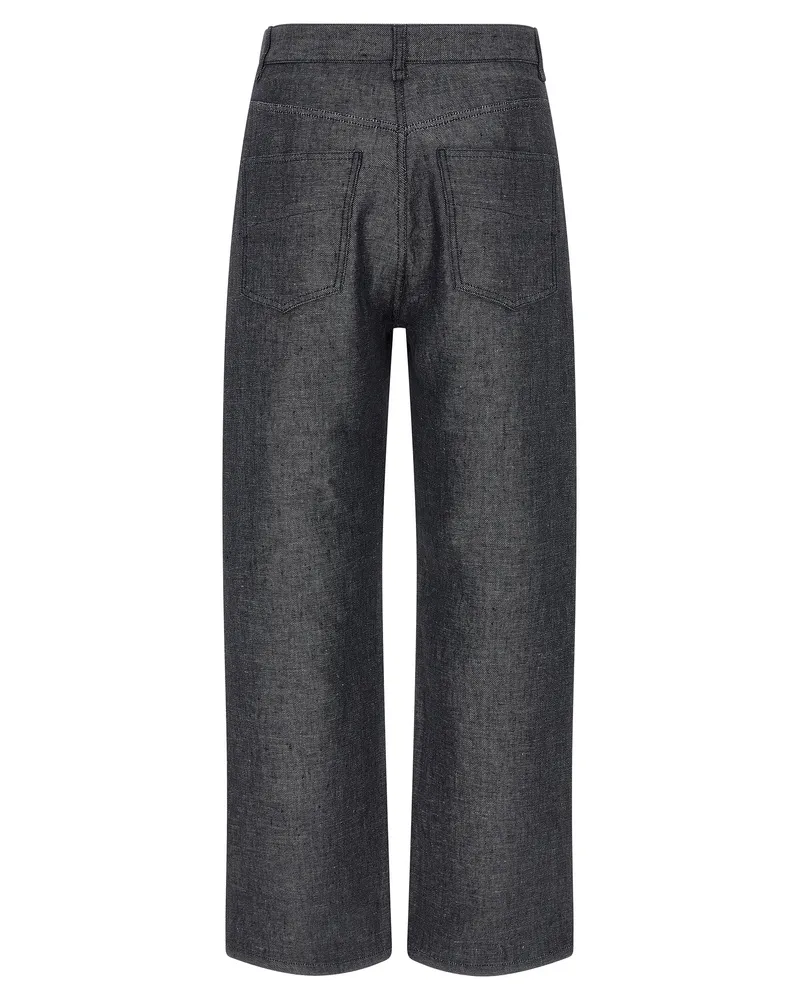 Fendi Linen-Blend Straight-Leg Jeans — Gray Gray