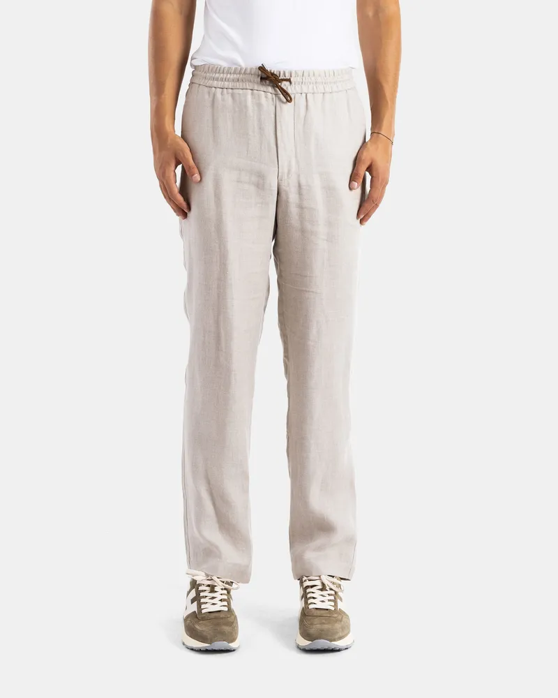 SEASE Men's Sand Beige Linen And Cotton Trousers Beige