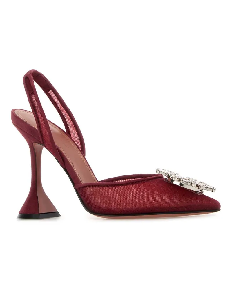 Amina Muaddi Women's Tiziano Red Mesh Begum Pumps Ruby95mmclheel Scarpe Con Tacco High Heel Shoes Red