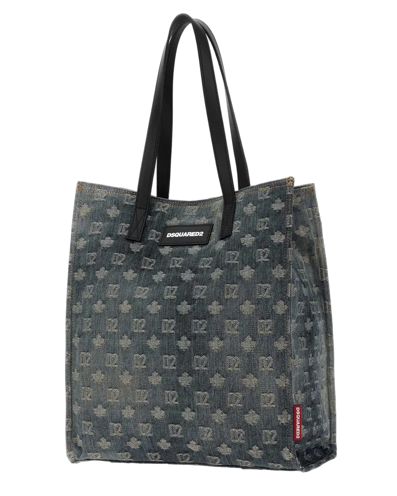 Dsquared2 Men's Embroidered Denim D2 Shopping Bag M2498 Borse A Mano Gray