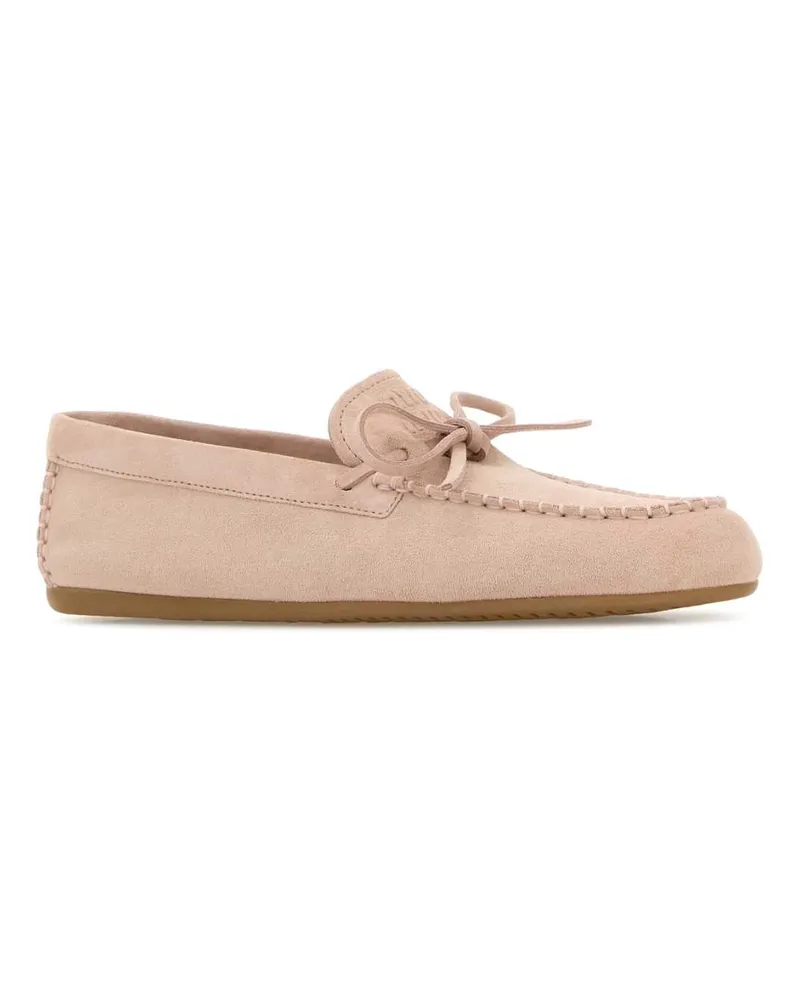 Miu Miu Women's Pink Suede Loafers Pesco Mocassini Pink