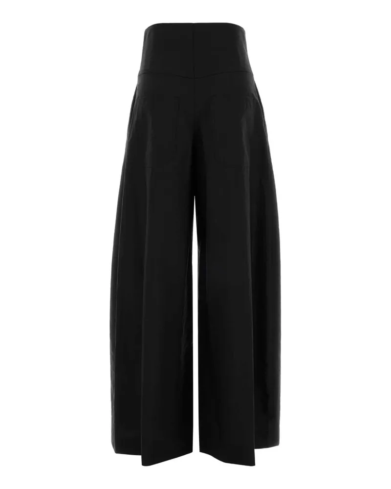 Brunello Cucinelli Women's Black Cotton Blend Palazzo Pant C101 Exterior: Nylon Pantaloni Trousers Black