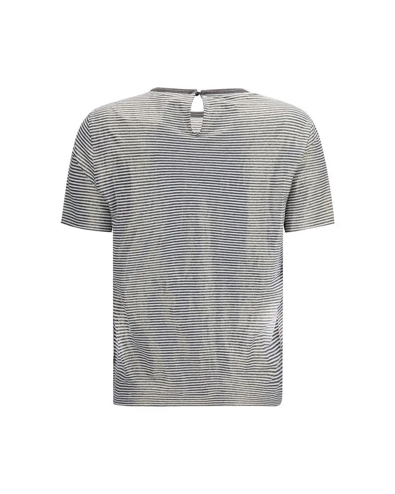 Brunello Cucinelli Women's Multicolor Linen T-Shirt Gray