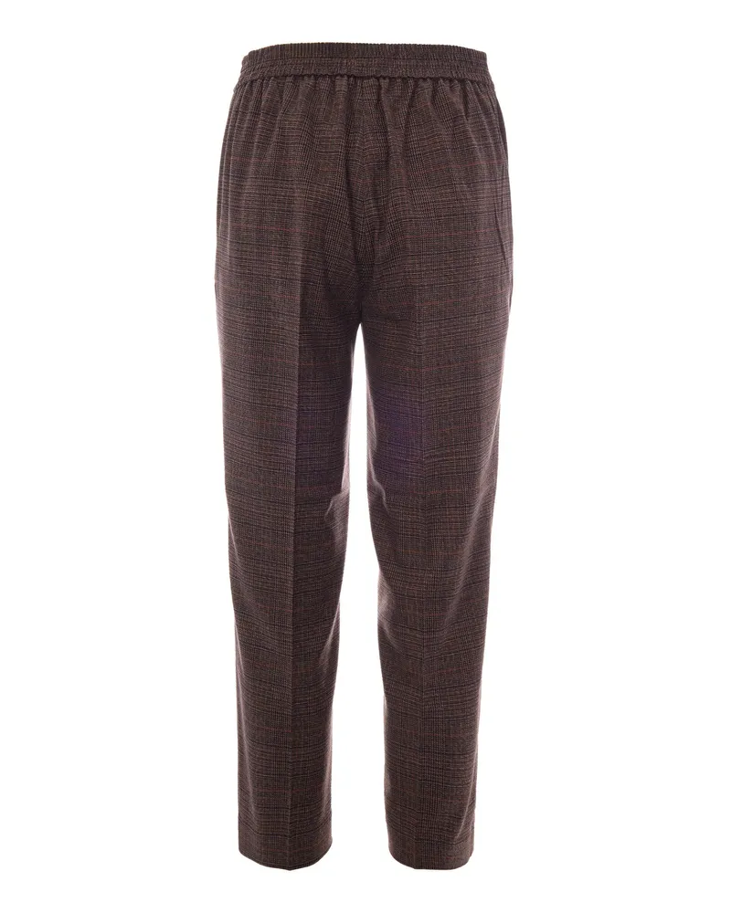 Liu Jo Women's Trousers Sigaretta Classic Tartan Multicolour Polyester Brown