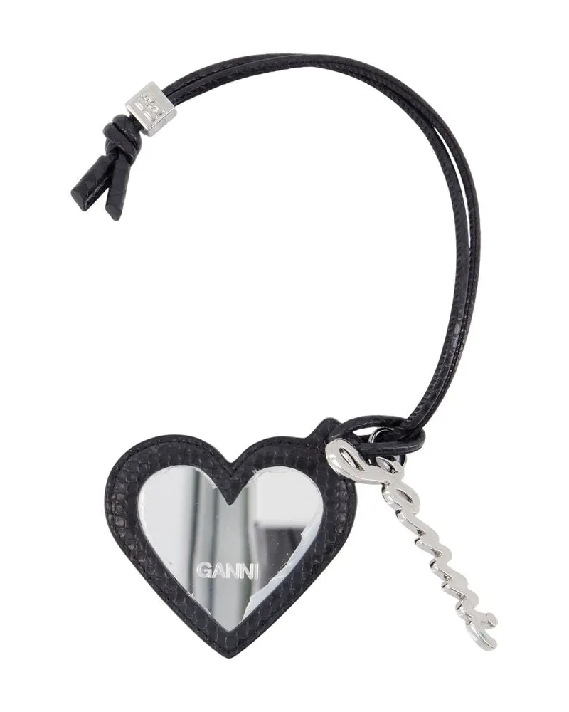 Ganni Women's Bou Heart Snake Mirror Synthetic Black Accessories Small-leather-goods Black
