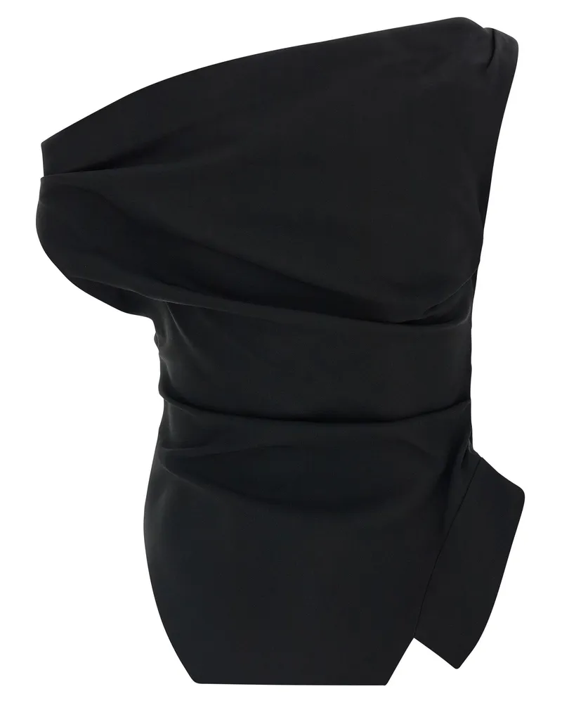 Róhe Asymmetrical Draped Blouse — Black Black