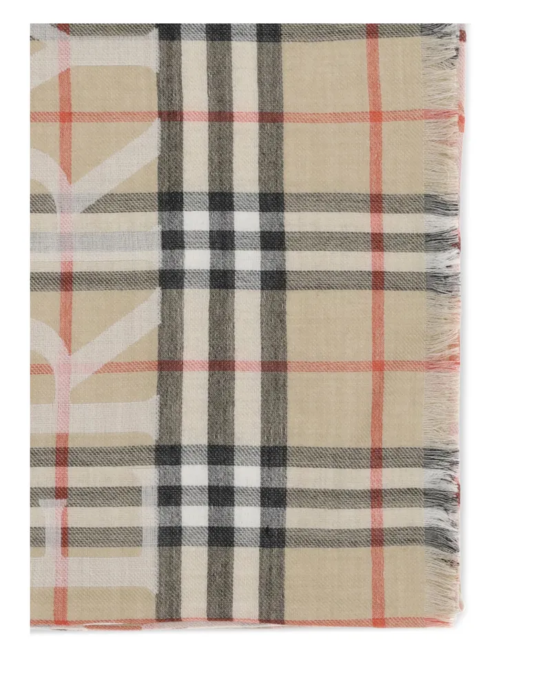 Burberry Men's Scarf Wool And Silk Check Sand Blend (wool) Scarfs Beige