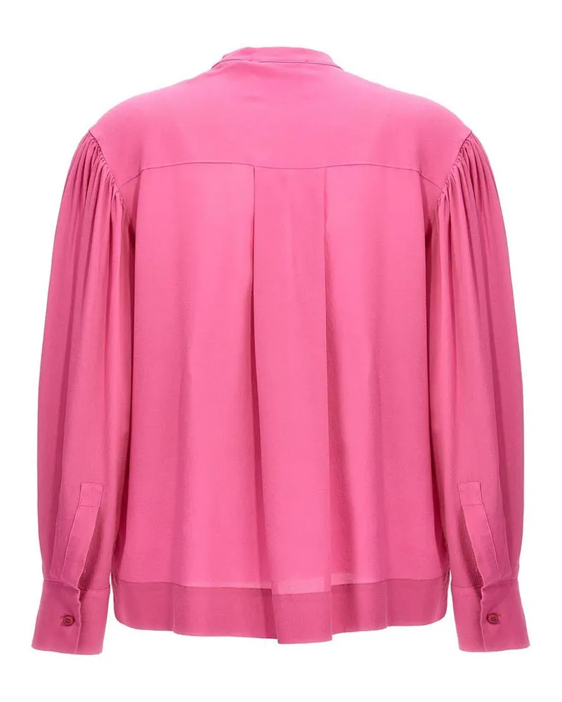NUDE Silk V-Neck Blouse — Pink Pink