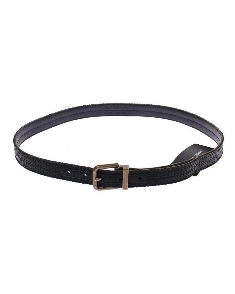 Dolce & Gabbana Men's Blue Leather Logo Belt Blue