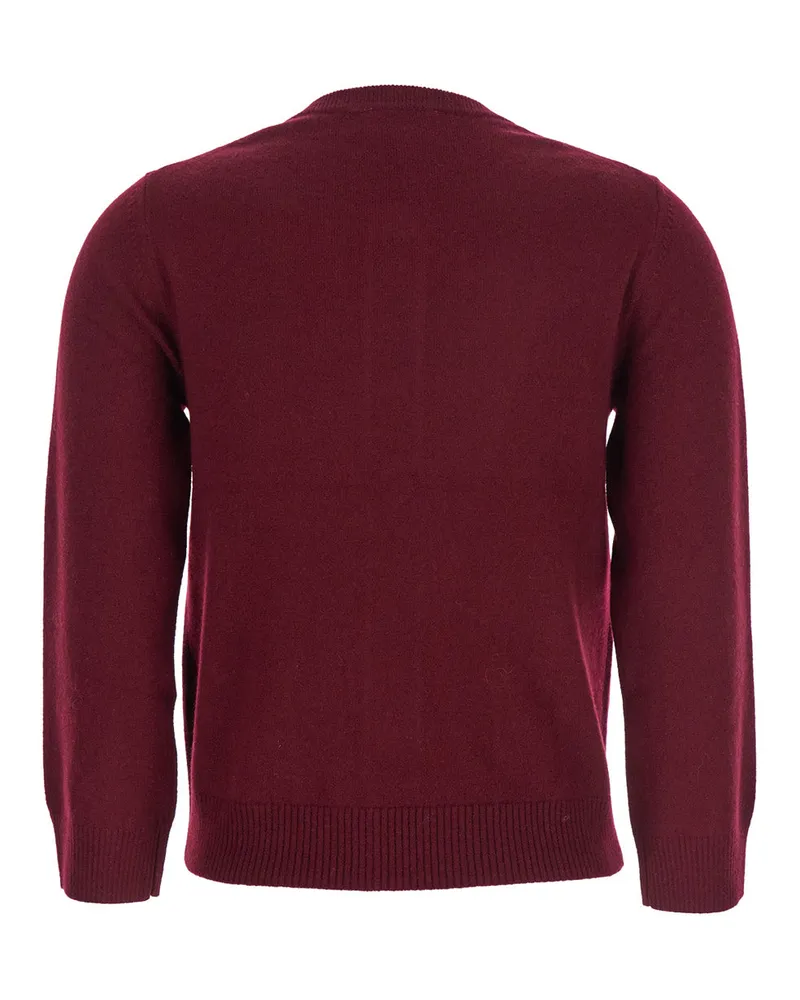 Ganni Argyle Crew-Neck Cardigan — Burgundy Burgundy