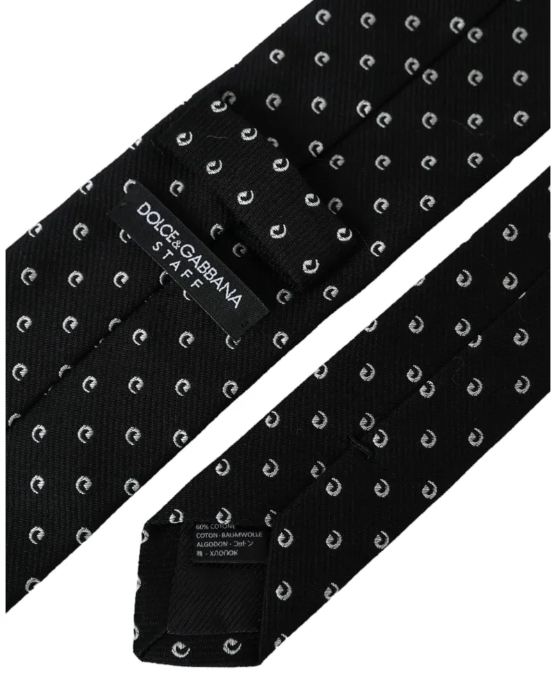 Dolce & Gabbana Men's Black Logo Cotton Blend Adjustable Tie Acetate Black