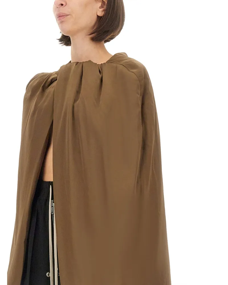 Rick Owens Upholstered Hood Acetate Viscose Hoodie — Brown Brown