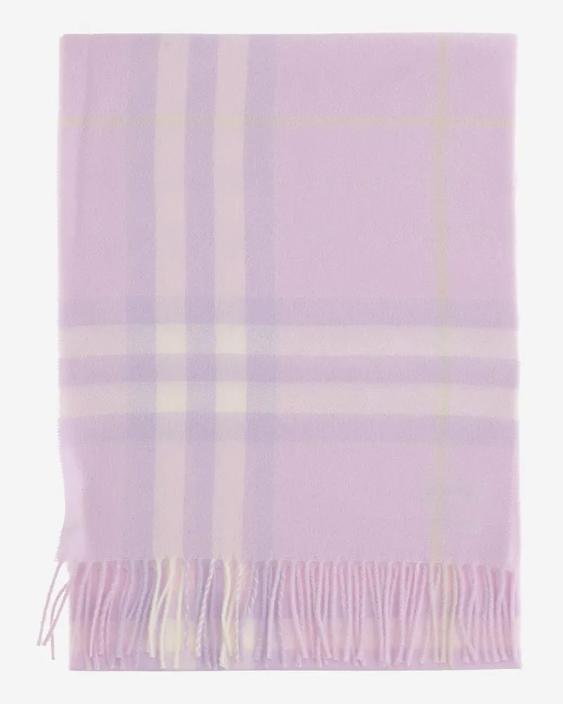 Burberry Women's Cashmere Scarf With Check Pattern Pink Scarfs Pink